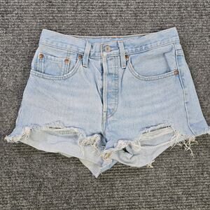 Levi's 501 Shorts Women's 26 Light Wash Cutoff Premium Button Fly